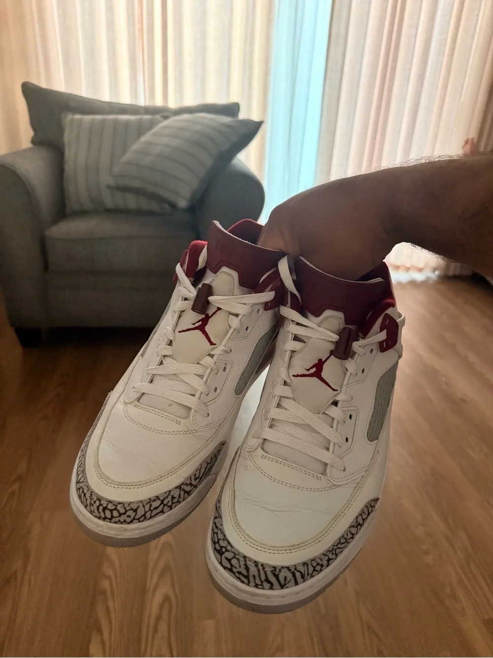 Jordan Spizike Low in White & Team Red with Elephant Print
